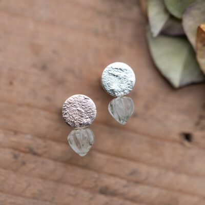 Silberohrstecker "Schmelzoptik mit Rutilquarz"