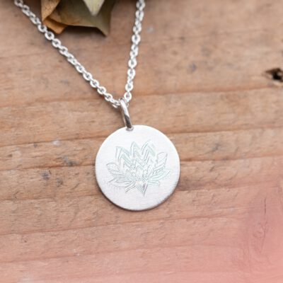 Silberkette "gravierte Lotusblüte"