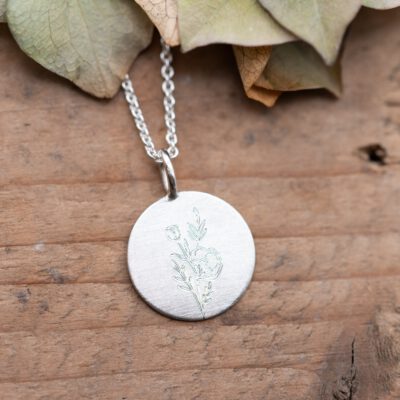 Silberkette "gravierte Blumen"